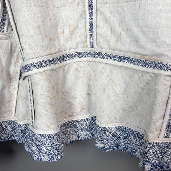 Lafayette 148 jacket size 16 tweed blazer white blue moto cotton business office - Picture 12 of 14